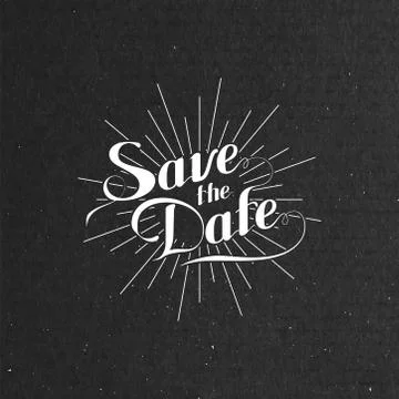 Illustration of handwritten Save the Date label Stock Illustration
