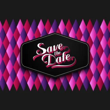 Illustration of handwritten Save the Date label Stock Illustration