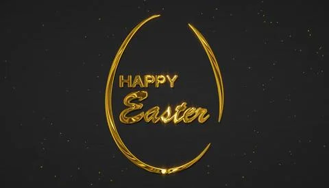 Illustration of Happy Easter greeting card with golden easter egg. Illustrazione stock