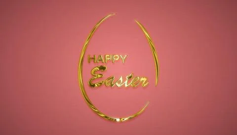 Illustration of Happy Easter greeting card with golden easter egg. Stock Illustration