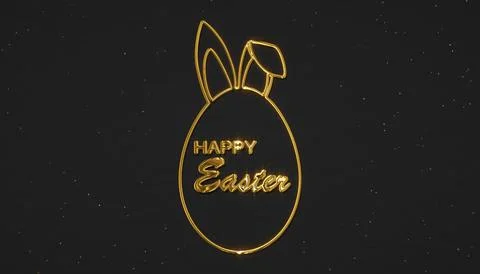 Illustration of Happy Easter greeting card with golden easter egg. Stock Illustration