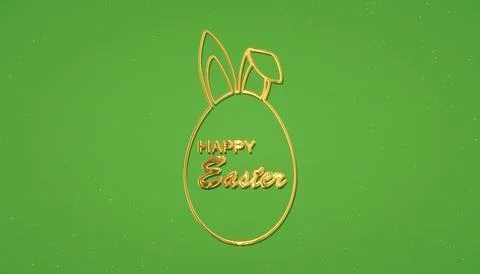Illustration of Happy Easter greeting card with golden easter egg. Stock Illustration