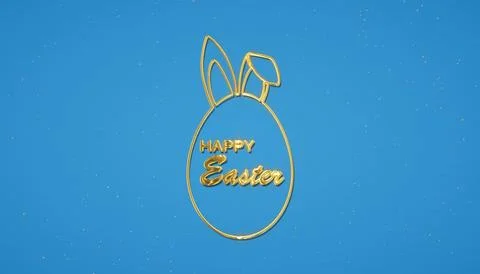Illustration of Happy Easter greeting card with golden easter egg. Stock Illustration