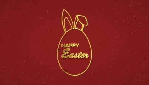 Illustration of Happy Easter greeting card with golden easter egg. Stock Illustration