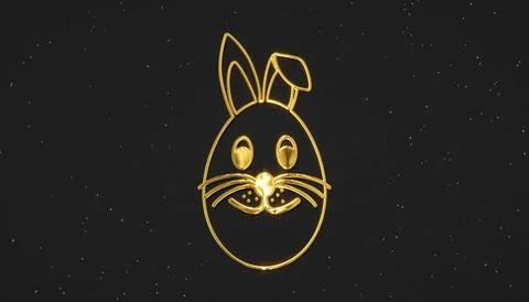 Illustration of a Happy Easter greeting card with golden easter egg. Stock Illustration
