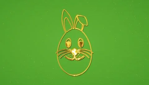 Illustration of a Happy Easter greeting card with golden easter egg. Stock Illustration