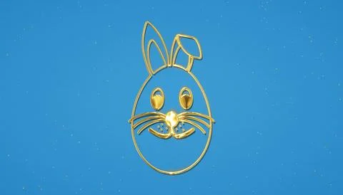 Illustration of a Happy Easter greeting card with golden easter egg. Stock Illustration