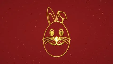 Illustration of a Happy Easter greeting card with golden easter egg. Stock Illustration