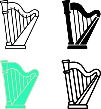 Illustration of Harps in Different Styles and Colors 스톡 일러스트