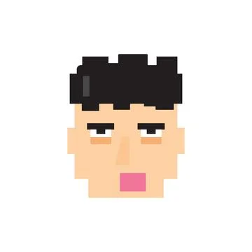 Illustration head pixel unique isolated on white background  funny 스톡 일러스트