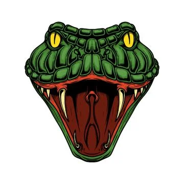 Illustration of head of snake. Design element for logo, label, sign, emblem,  스톡 일러스트