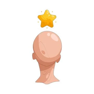 Illustration of Head with a star on it 스톡 일러스트