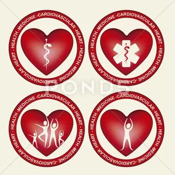 Illustration of health icons, isolated on beige background, medicine icon, Stock Illustration