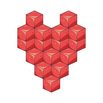 Illustration of heart shape made of cubes Stock Illustration