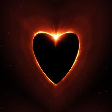 Illustration of a heart shape sun eclipse with stars in the background Ilustração Stock