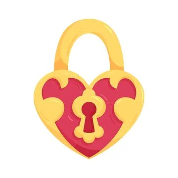 Illustration of heart shaped padlock Stock Illustration