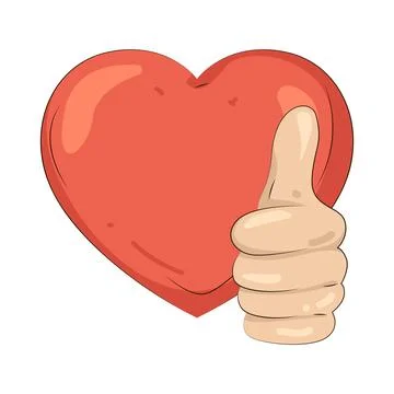 Illustration of heart with a thumbs up Stock Illustration