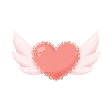 Illustration of heart with wings Stock Illustration