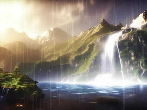 Illustration hevy rain in mountain range Stock Footage 242453982