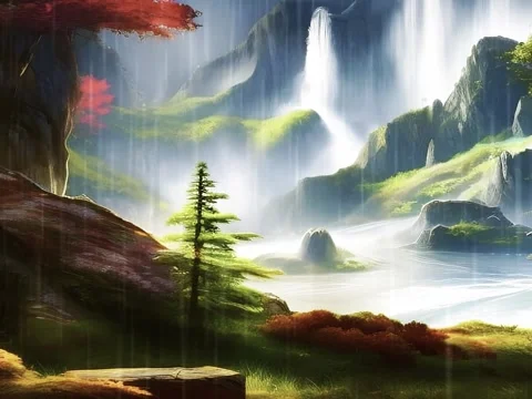 Illustration hevy rain in mountain range Stock Footage 242453996