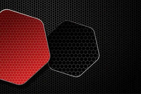 Illustration of the hexagon gradient mesh background with hexagon red and bla Stock Photos