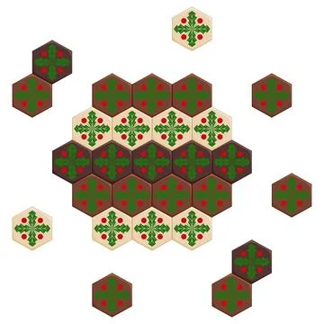 Illustration with hexagonal chocolates and mistletoe Stock Illustration