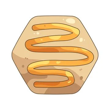 Illustration of hexagonal honey cookie with icing Stockillustratie