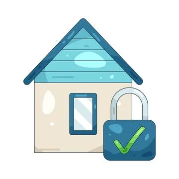 Illustration of House security with a padlock Stock Illustration