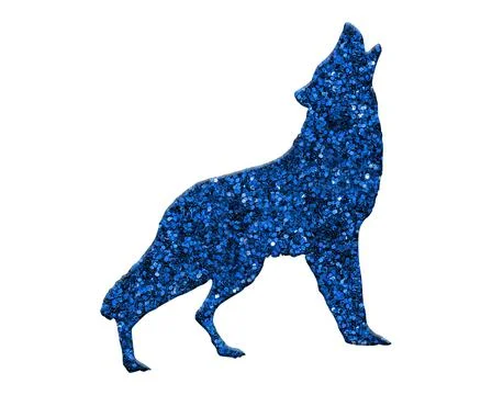 Illustration of a howling wolf in a glittery pattern on a white background 库存插图