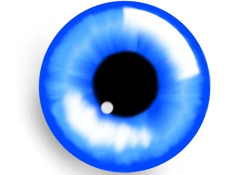Illustration of a human blue iris. Dark blue or navy eye. Digital artwork Stock Illustration