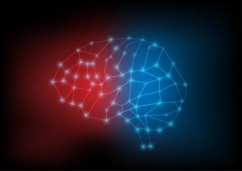Illustration of human brain and technology background Illustrazione stock