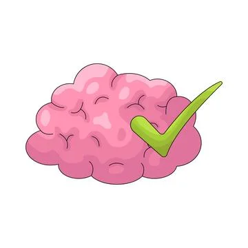 Illustration of human brain with a checkmark Stock Illustration