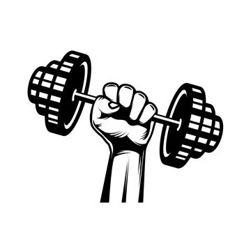 Illustration of human hand with barbell. Vector illustration Stock Illustration