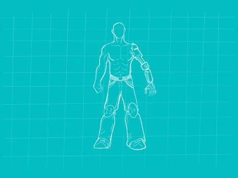 Illustration of human-like robot technology or bio robot concept for future Stock Illustration