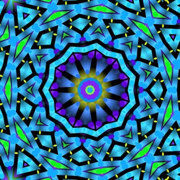 An illustration of a hypnotizing arabesque mosaic pattern in violet and blue  Stock Illustration