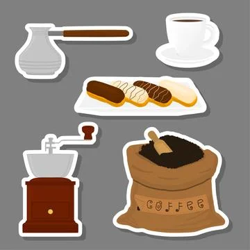 Illustration icon on theme big colored set different types maker sack Stock-Illustration