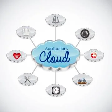 Illustration of icons of applications in the cloud, app icons, vector Illustrazione stock