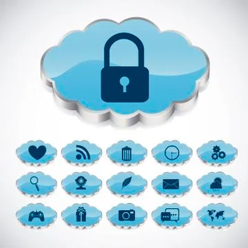 Illustration of icons of applications in the cloud, app icons, vector Illustrazione stock