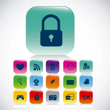 Illustration of icons of applications in the cloud, app icons, vector Illustrazione stock
