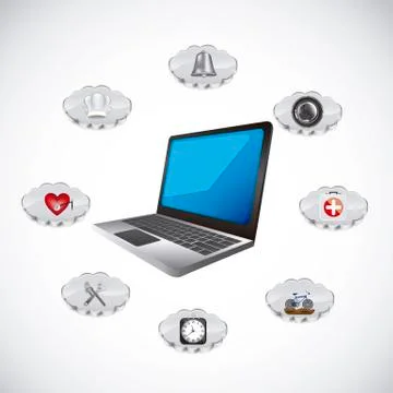 Illustration of icons of applications in the cloud, app icons, vector Illustrazione stock