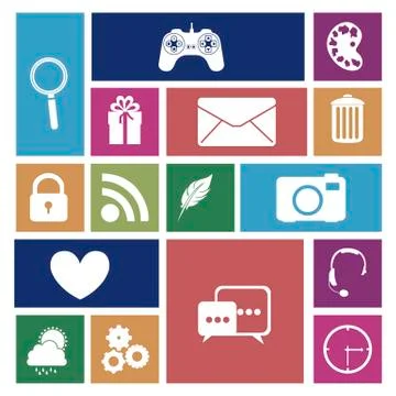 Illustration of icons of tablet apps, apps market, vector illustration Stock Illustration
