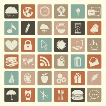 Illustration of icons of tablet apps, apps market, vector illustration Stock Illustration