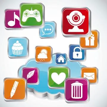 Illustration of icons of tablet apps, apps market, vector illustration Stock Illustration