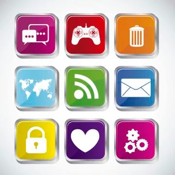 Illustration of icons of tablet apps, apps market, vector illustration Stock Illustration
