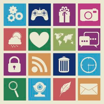 Illustration of icons of tablet apps, apps market, vector illustration Stock Illustration