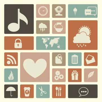 Illustration of icons of tablet apps, apps market, vector illustration Stock Illustration