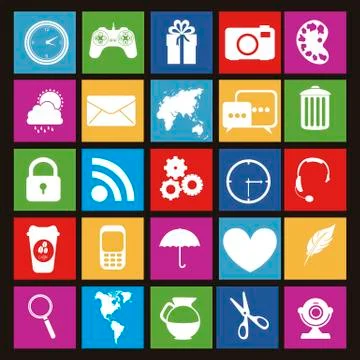 Illustration of icons of tablet apps, apps market, vector illustration Stock Illustration