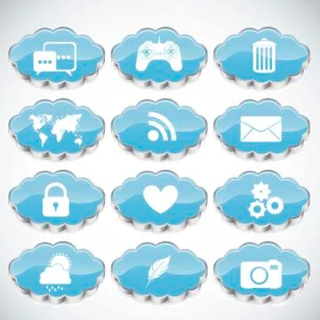 Illustration of icons of tablet apps, apps market, vector illustration Stock Illustration