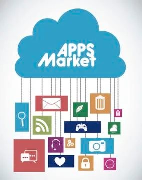 Illustration of icons of tablet apps, apps market, vector illustration イラスト素材