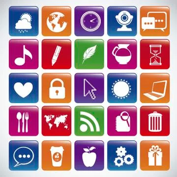 Illustration of icons of tablet apps, apps market, vector illustration Stock Illustration
